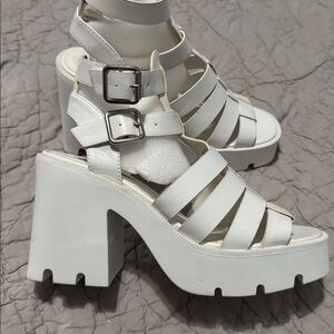 Steve Madden White Platform Sandals